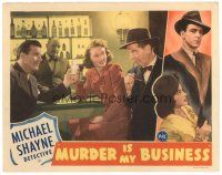 6s632 MURDER IS MY BUSINESS LC '46 Hugh Beaumont as detective Michael Shane drinking at the bar!