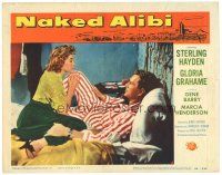 6s646 NAKED ALIBI LC #6 '54 c/u of sexy Gloria Grahame & Sterling Hayden in his pajamas!