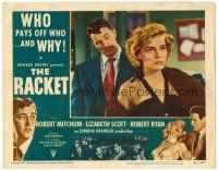 6s719 RACKET LC #7 '51 Howard Hughes, Robert Mitchum eyes sexy Lizabeth Scott wearing fur coat!