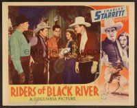 6s736 RIDERS OF BLACK RIVER LC '39 Charles Starrett, Iris Meredith & cowboys reading letter!