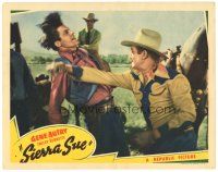 6s792 SIERRA SUE LC '41 great close up of cowboy Gene Autry punching bad guy by horses!