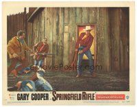 6s825 SPRINGFIELD RIFLE LC #6 '52 Gary Cooper with gun emerges from cabin to help fight the enemy!