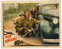 6s904 TOP SERGEANT LC '42 Army solders Leo Carrillo & Andy Devine with pick axe by car!