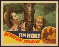 6s957 WAGON TRAIN LC '40 cowboy Tim Holt & pretty Martha O'Driscoll close up with horse!
