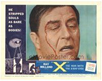 6s987 X: THE MAN WITH THE X-RAY EYES LC #2 '63 super close up of Ray Milland with bloodied face!