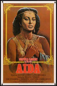 6x022 AIDA 1sh R82 different artwork of sexy Sophia Loren in Verdi's Italian opera!