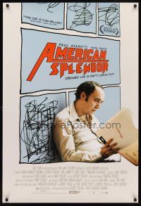 6x036 AMERICAN SPLENDOR 1sh '03 Paul Giamatti as Harvey Pekar, cool comic book design!