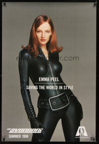6x051 AVENGERS teaser DS 1sh '98 sexy Uma Thurman as Emma Peel, saving the world in style!