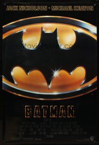 6x066 BATMAN style D int'l glossy style 1sh '89 directed by Tim Burton, cool image of Bat logo!