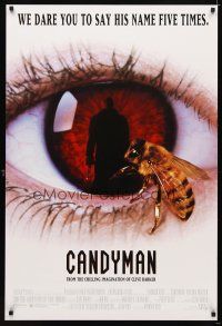 6x124 CANDYMAN DS 1sh '92 Clive Barker, creepy close-up image of bee in eyeball!