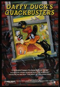 6x174 DAFFY DUCK'S QUACKBUSTERS 1sh '88 Mel Blanc, great cartoon art of Looney Tunes characters!