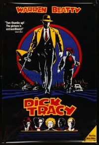 6x211 DICK TRACY video 1sh '90 cool art of Warren Beatty w/tommy gun & little kid!