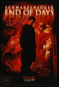 6x242 END OF DAYS teaser DS 1sh '99 grizzled Arnold Schwarzenegger, cool creepy horror images!