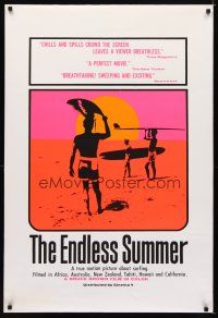 6x243 ENDLESS SUMMER 1sh R90s Bruce Brown surfing classic, great image of surfers on beach!