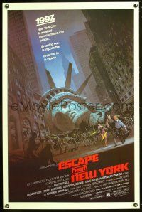 6x247 ESCAPE FROM NEW YORK 1sh '81 John Carpenter, art of decapitated Lady Liberty by Barry E. Jackson!