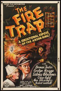 6x271 FIRE TRAP 1sh '35 cool artwork of a sensational expose of the arson ring!