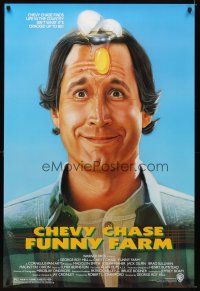 6x296 FUNNY FARM 1sh '88 smiling Chevy Chase w/egg on his face by Steven Chorney!