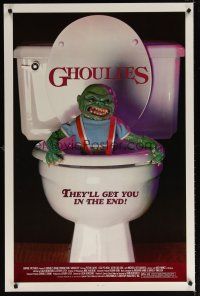 6x304 GHOULIES 1sh '85 wacky horror image of goblin in toilet, they'll get you in the end!