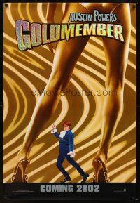 6x320 GOLDMEMBER foil teaser 1sh '02 Mike Meyers as Austin Powers between sexy legs!