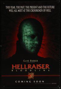 6x352 HELLRAISER: BLOODLINE teaser 1sh '96 Clive Barker, Pinhead at the crossroads of hell!