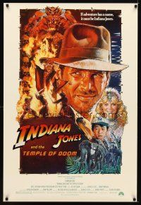 6x388 INDIANA JONES & THE TEMPLE OF DOOM 1sh '84 art of Harrison Ford & cast by Drew Struzan!