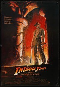 6x387 INDIANA JONES & THE TEMPLE OF DOOM 1sh '84 full-length art of Harrison Ford by Bruce Wolfe!