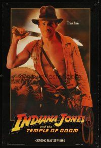 6x389 INDIANA JONES & THE TEMPLE OF DOOM teaser 1sh '84 c/u of Harrison Ford, trust him!