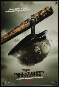 6x396 INGLOURIOUS BASTERDS teaser DS 1sh '09 Quentin Tarantino, Nazi helmet on baseball bat!