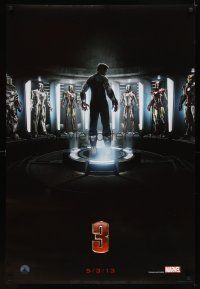 6x405 IRON MAN 3 teaser DS 1sh '13 cool image of Robert Downey Jr & many suits!