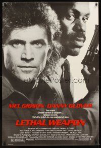 6x456 LETHAL WEAPON 1sh '87 great close image of cop partners Mel Gibson & Danny Glover!