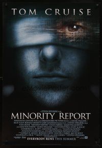 6x504 MINORITY REPORT style A advance 1sh '02 Steven Spielberg, close-up image of Tom Cruise!