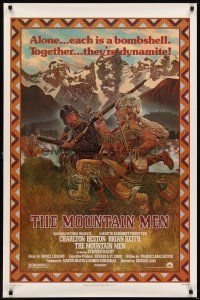 6x511 MOUNTAIN MEN 1sh '80 great Hopkins art of Charlton Heston & Brian Keith!
