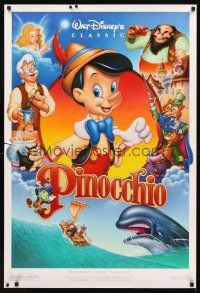 6x564 PINOCCHIO DS 1sh R92 Disney classic fantasy cartoon, great cast montage!