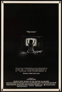 6x567 POLTERGEIST 1sh '82 Tobe Hooper, classic, they're here, Heather O'Rourke by TV!