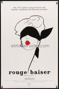 6x599 RED KISS 1sh '86 Rouge Baiser, cool minimalist art of sexy masked woman!