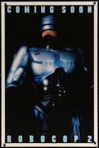 6x616 ROBOCOP 2 teaser DS 1sh '90 cyborg policeman Peter Weller, sci-fi sequel!