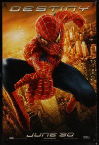 6x678 SPIDER-MAN 2 teaser DS 1sh '04 cool image of Tobey Maguire as superhero, destiny!
