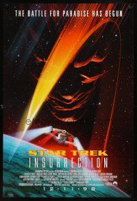 6x681 STAR TREK: INSURRECTION advance DS 1sh '98 Patrick Stewart as Capt Jean-Luc Picard, cool art!