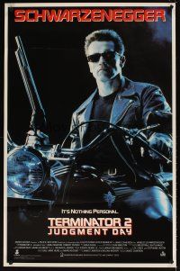 6x712 TERMINATOR 2 video 1sh '91 James Cameron, Arnold Schwarzenegger on motorcycle w/shotgun!