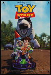 6x739 TOY STORY int'l 1sh '95 Disney & Pixar, Buzz & Woody race away from dog!