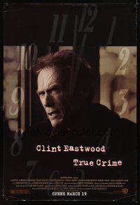 6x742 TRUE CRIME advance 1sh '99 great close up of director & detective Clint Eastwood!