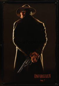 6x757 UNFORGIVEN DS dated teaser 1sh '92 classic image of gunslinger Clint Eastwood w/back turned!