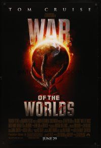 6x768 WAR OF THE WORLDS advance 1sh '05 Spielberg, cool alien hand holding Earth artwork!