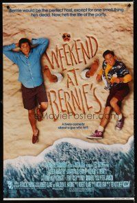 6x771 WEEKEND AT BERNIE'S 1sh '89 Andrew McCarthy, Jonathan Silverman & dead guy on beach!