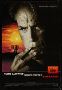 6x775 WHITE HUNTER, BLACK HEART DS 1sh '90 close up of Clint Eastwood as director John Huston!