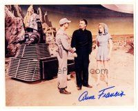 6t490 ANNE FRANCIS signed color 8x10 REPRO still '56 w/Pidgeon, Nielsen & robot in Forbidden Planet