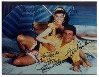 6t491 ANNETTE FUNICELLO/FRANKIE AVALON signed color 8x10 REPRO still '90s by BOTH stars!