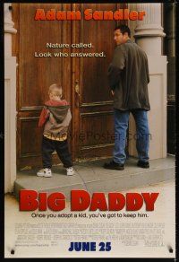 6t290 BIG DADDY signed DS advance 1sh '99 by Adam Sandler, great wacky image, nature called!