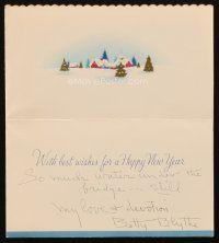 6t169 BETTY BLYTHE signed greeting card '40s sending season greetings after water under the bridge!
