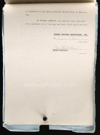 6t039 DAVID MCCALLUM signed contract '62 playing Judas in The Greatest Story Ever Told!
